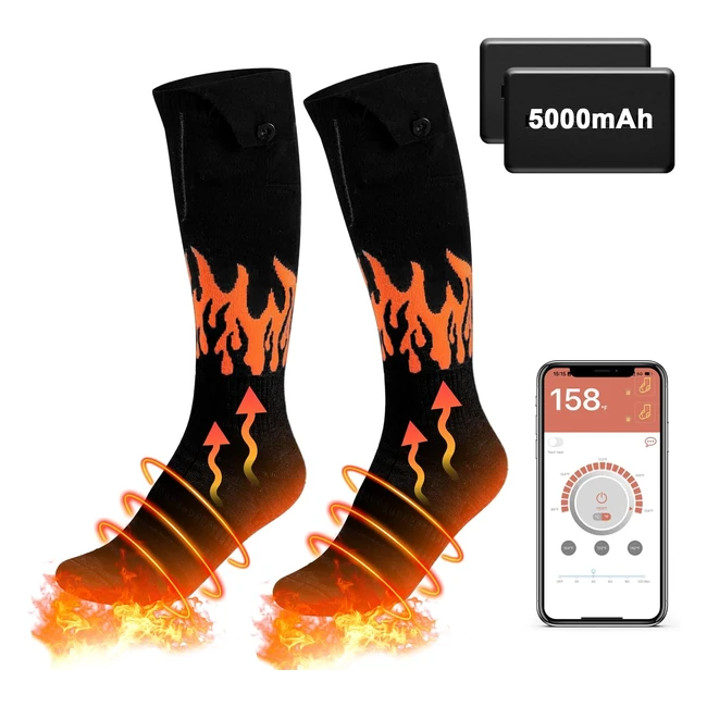 Calze Riscaldate a Batteria 5000mAh Ricaricabili - 4 Livelli di Riscaldamento - Uomo Donna - Campeggio Caccia Pesca Ciclismo