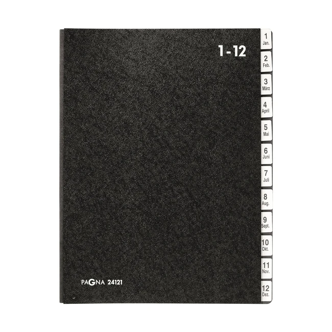 Carpeta Organizadora Pagna 24121 con 12 Separadores Mensuales A4 - Negro