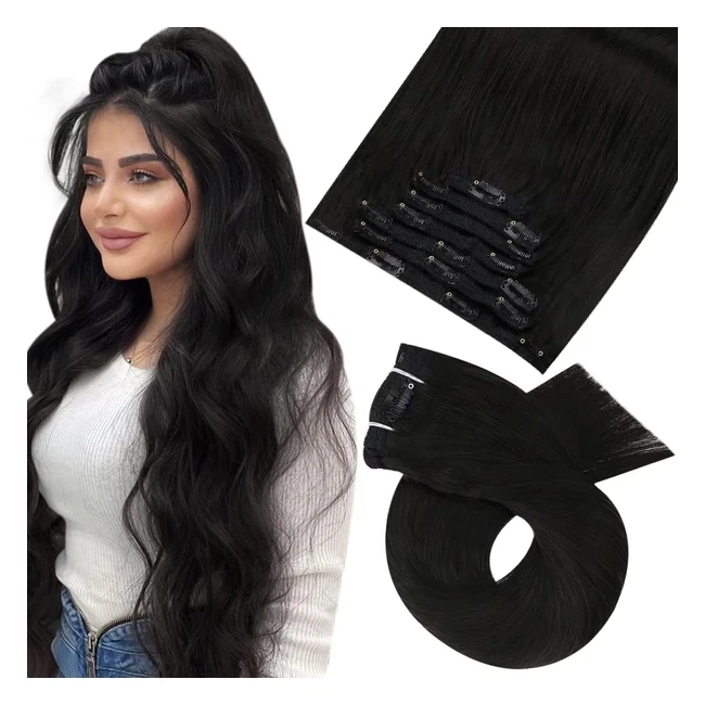 Extension à clip cheveux lisse 50 cm - Moresoo Hair - Réf. 1B - 7 pièces 120g