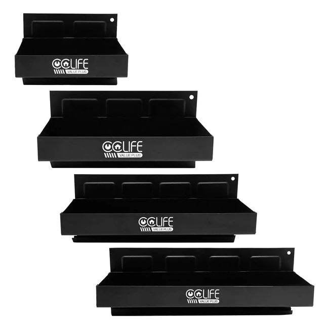 Lot de 4 étagères magnétiques pour atelier - CCLife - Réf: 150210270310 - Rangement parfait pour outils et accessoires