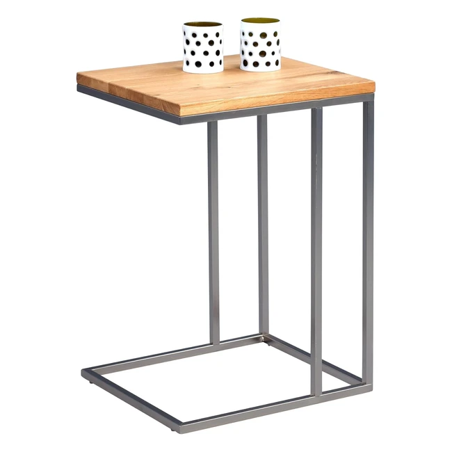 Hometrends4you Odis Beistelltisch, Wildeiche, 38x43x62 cm, Edelstahloptik