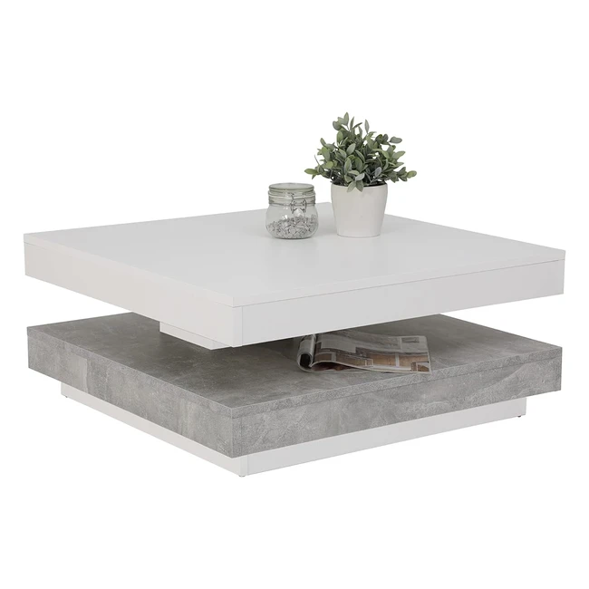 Andy Holz Couchtisch mit 360 drehbarer Tischplatte 67 x 67 x 35 cm quadratisch