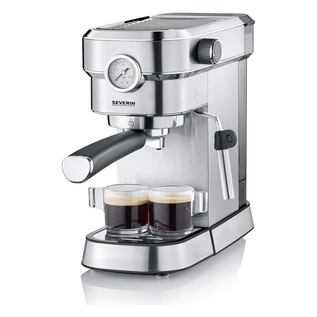 Severin Macchina Caffè Espresso Espresa Plus - 3 Portafiltri - Beccuccio Montalatte - Manometro - Starter Set Baristi - Acciaio Inox Spazzolato Nero KA 5995