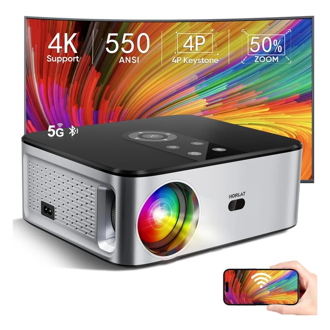 Vidéoprojecteur WiFi Bluetooth 4K 16000L - Portable Full HD - Correction 4P4D - Zoom 50 - Home Cinéma