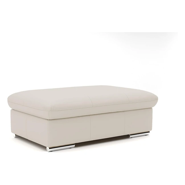 Cavadore Valerie Echtleder Hocker mit Metallfüßen als Beistellhocker Fußhocker Sitzhocker Couchtisch 102 x 43 x 68 cm weißes Leder