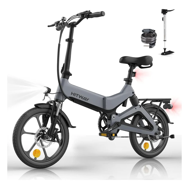 Hitway Electric Bike 250W Foldable Pedal Assist E-Bike - 78Ah Battery - 16 Inch - Teenagers & Adults