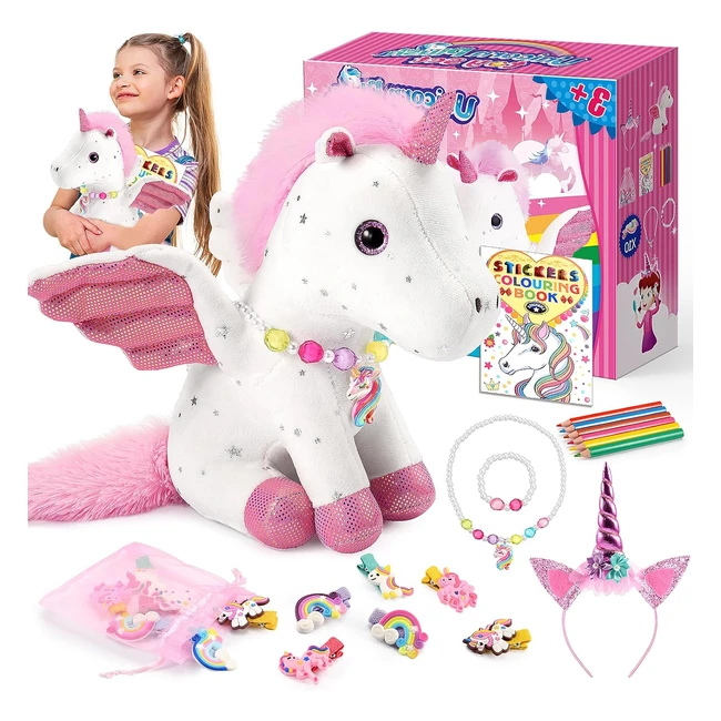 Ensemble de peluches licorne pour filles - 15 pcs - Jouets licorne de 3-12 ans