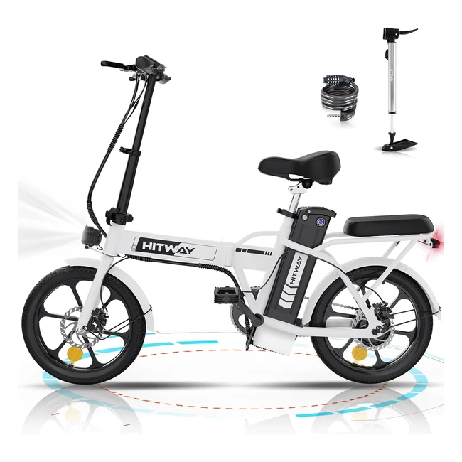 Hitway Electric Bike Foldable City Bikes 36V84Ah36V12Ah Battery 250W Motor - Up to 3570km Range