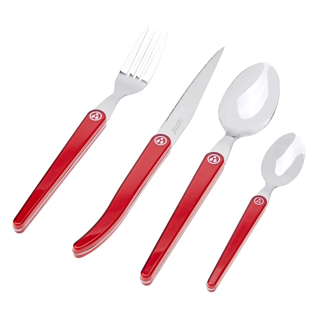 Laguiole Production - Ménagère 16 pièces, design acidulé, couleur rouge, acier inox et ABS - Couverts de table pour 4 personnes