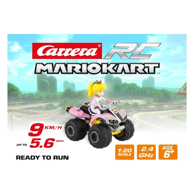 Carrera RC Nintendo Mario Kart 8 Peach Quad - Auto Telecomandata 6 Anni - Uso Interno ed Esterno - Mini Mario Kart Auto Portatile - Giocattoli Bambini e Adulti