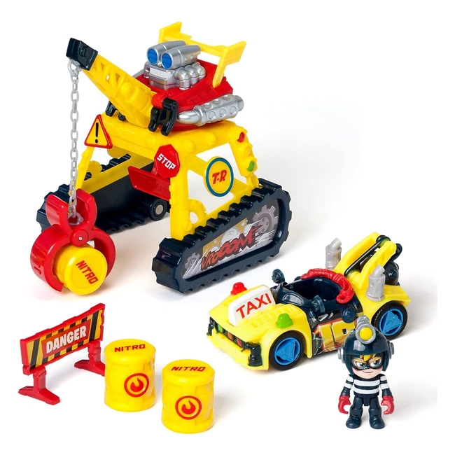 Gru Tracers Turbo Crane con Pinza Pilota e Auto Esclusivi - Pista per Auto Giocattolo