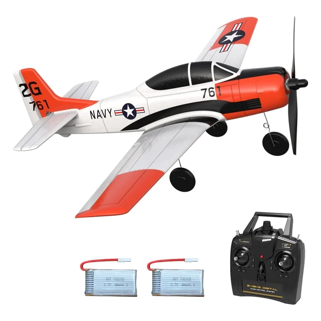 Avión RC VolantexRC T28 Trojan de 4 Canales 2.4 GHz con Estabilizador de 6 Ejes - ¡Vuela fácilmente!