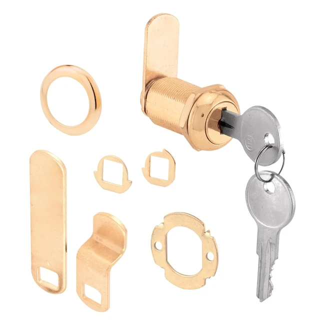 Primeline U 9946 1316 in Steel Brass Plated Keyed Drawer and Cabinet Cam Lock - Secure Your Cabinets and Drawers