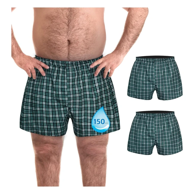 Tiichoo Calzoncillos Hombre Boxer Absorbentes Lavables - Pack de 2 - Talla L - Cuadros Verde