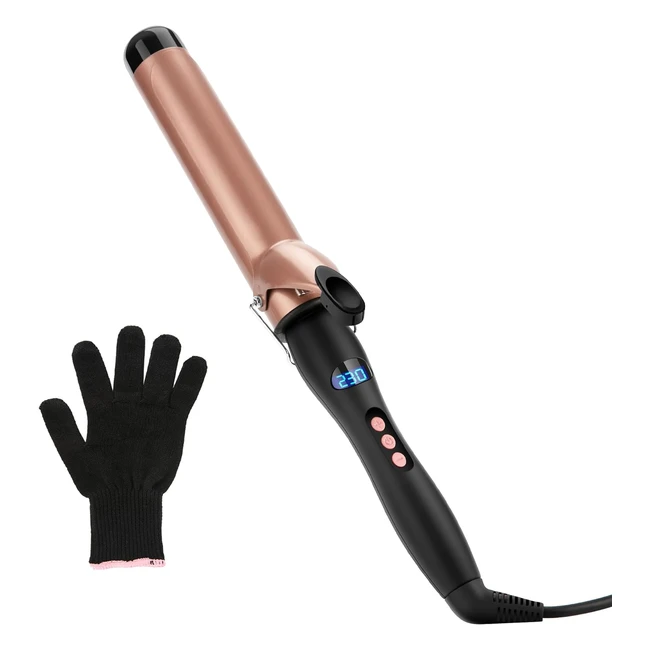 lxmtou Curling Tongs 38mm - Big Curls for Long Hair - Adjustable Temperature - Auto-Off