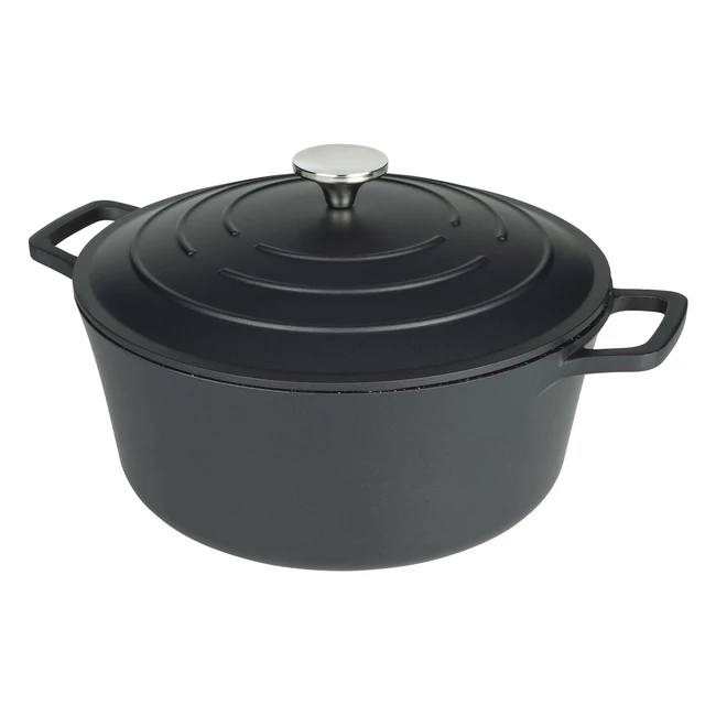 Commichef XR728BK 28cm Cast Aluminium Round Casserole Dish | Perfect for Stews and Casseroles