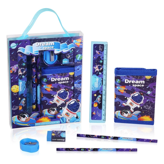 Set Papelería para Niños - Astronauta - Incluye Papelera y Cartera - Juego de Regalo