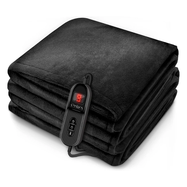 sinnlein Plüsch Wärmedecke 160 x 120 cm TV SD GS getestet elektrische Heizdecke mit automatischer Abschaltung kuschelige Decke Timer-Funktion 9 Temperaturstufen waschbar bis 40 °C digitale Anzeige