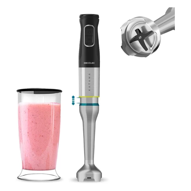 Frullatore a Immersione Cecotec Katana TotalDestroy 1500XL BL 1500W 21 Velocità e Turbo 4 Fogli con Titanio Nero