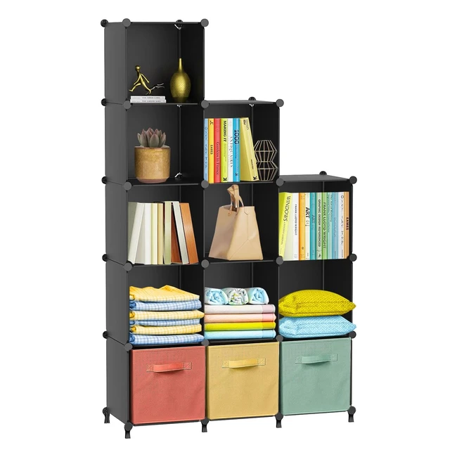 Étagères avec 12 cubes en polypropylène pour chambre dressing salon noir