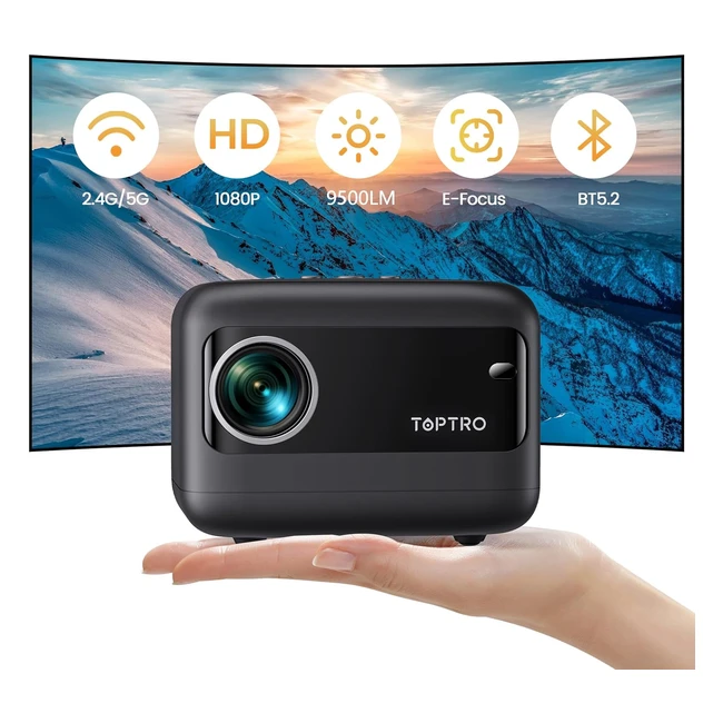 Toptro Elektrischer Fokus Mini Projektor Full HD 1080p 9000 Lumen 5G WiFi Bluetooth Heimkino Videoprojektor
