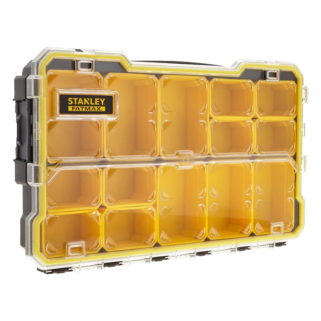 Organizador Stanley Fatmax FMST175779 - Resistente al agua y al polvo - Enganches laterales - 6 compartimentos extraibles