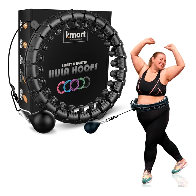 Kmart Smart Hula Ring Hoops - Gewichteter Hula Circle 24 - Abnehmbarer Fitnessring mit 360 Grad Autospinning Ball - Gymnastik Massage - Erwachsene Fitness für Gewichtsverlust