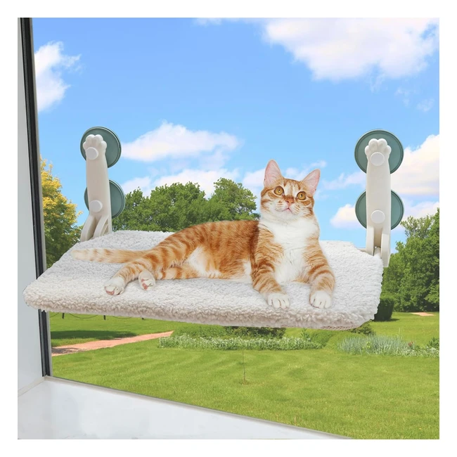 Hamac Chat Fenêtre Pliable Mewoofun - Lit pour Chat avec Ventouses Stables - Jusqu'à 18kg - Beige