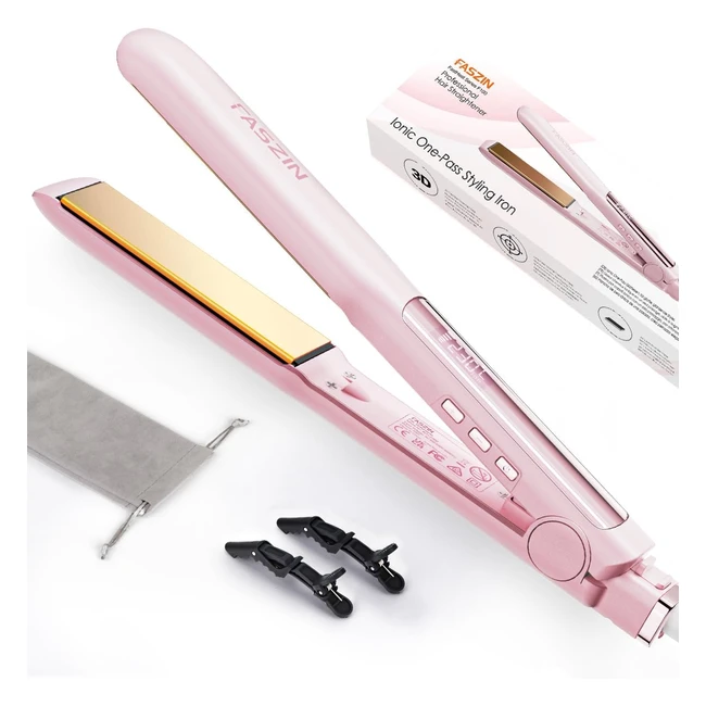 Faszin Piastra Capelli Professionale 2in1 - Piastre Ioniche di Titanio - Riscaldamento in 20s - Display LCD - Ideale per Capelli Lisci, Ricci e Mossi - Rosa