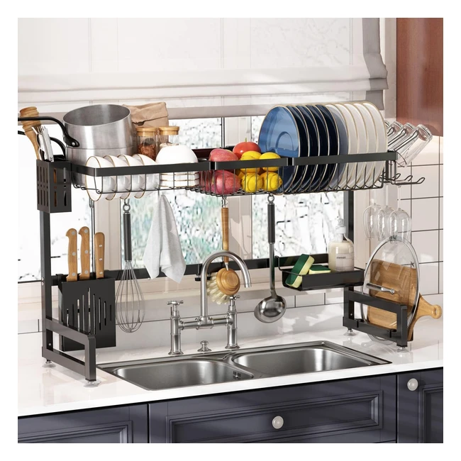 Gouttoir Vaisselle Extensible Inox 2 Tages avec 3 Paniers - Économiseur d'Espace