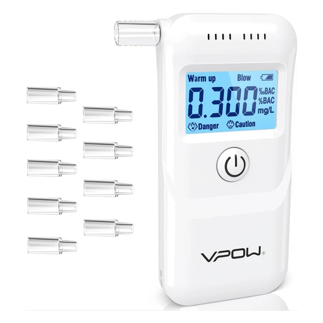 VPow Breathalyzer Polizeigenauer Atemalkoholtester mit digitalem blauem LCD-Display für den privaten Gebrauch zu Hause