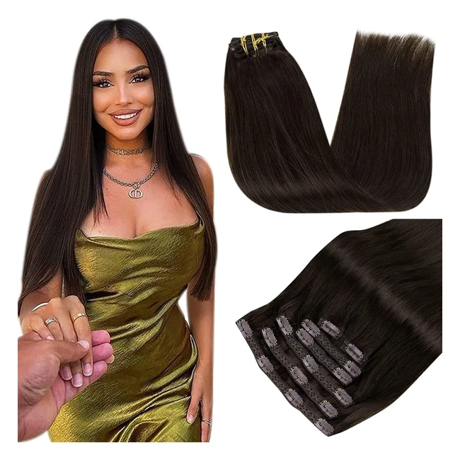 Extensions à clip cheveux naturels RUnature 18 pouces 45cm 7pcs120g brun foncé