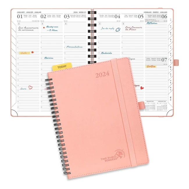 Agenda 2024 Semainier Poprun 22 x 165 cm - Planner Vertical - Jan 2024 à Déc 2024