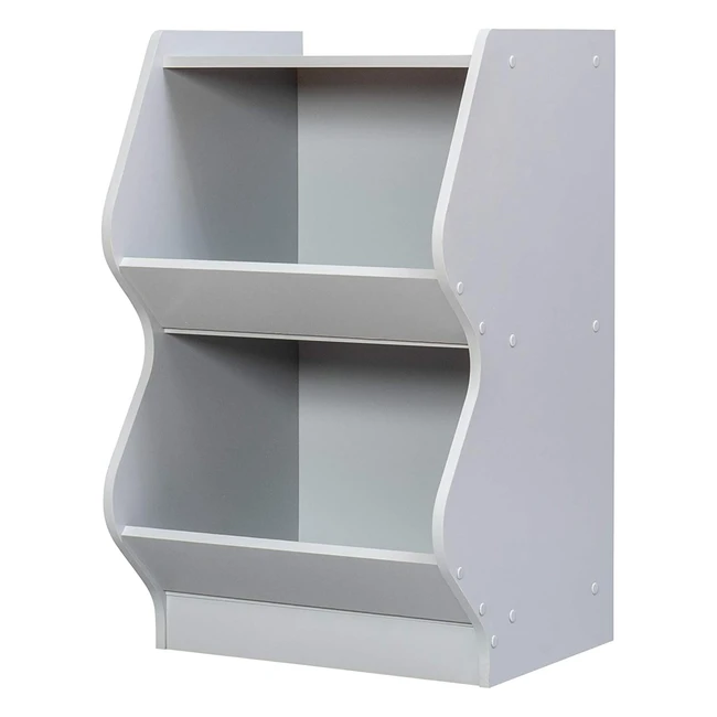 Meuble Organisateur de Jouets 2 Étagères pour Enfant - Solide, Moderne, Design - Chambre, Salle de Jeux, École - Kids Basic Shelf KSBS2 - Gris