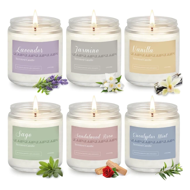 6 Candele Profumate Regalocera di Soia - Allevia lo Stress - Set Regalo