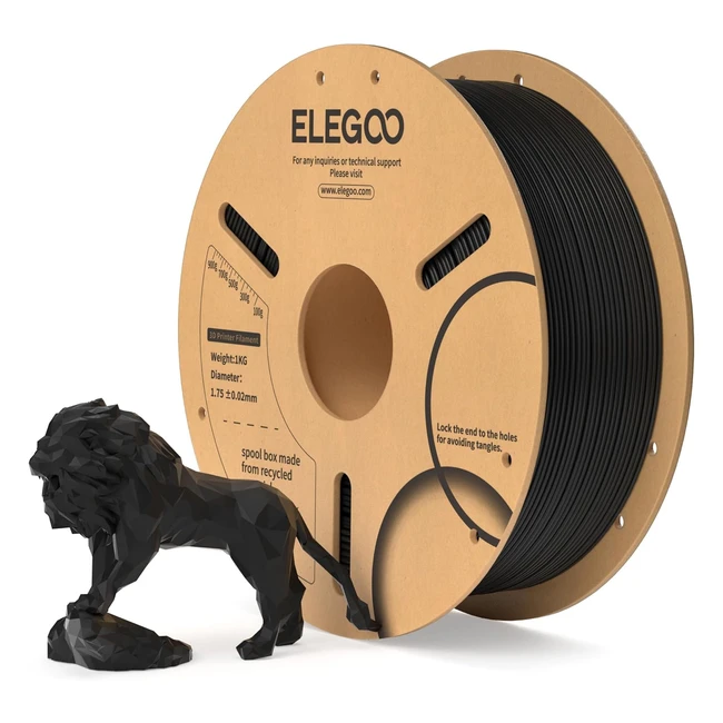Filamento PLA Elegoo 175 1kg Negro - Precisión 0.02mm - Para Impresoras 3D