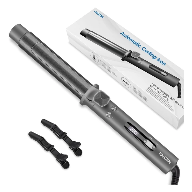 Faszin Hair Curler - OneTouch Auto Curling Iron Wand - Create Charming Curls - LCD Display - 5 Adjustable Temper - Professional 32mm Curlers - 360 Rotating