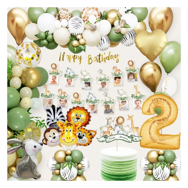 Decoraciones Cumpleaños 2 Año - Globos Animales Selva - Fiesta Cumpleaños Infantil
