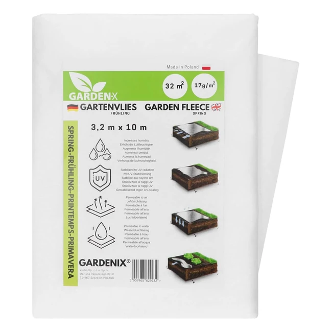 Cubierta de protección contra congelación Gardenix 32m - Primavera alta - UV permeable al agua