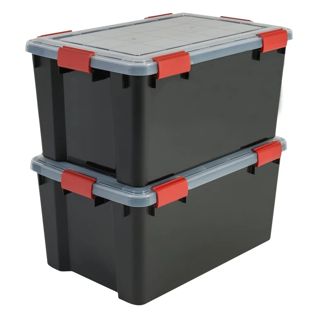 Iris Allwetterboxen Set, 2 Stück, ATL, für anspruchsvolle Lagerbedingungen, Kunststoff, schwarz, 50 l, 59 x 39 x 29 cm