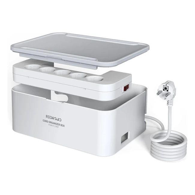 Multipresa con Scatola per Cavi Redagod 2500W con Interruttore 5 Porte AC3 Porte USB155W 2m Cavo Bianco