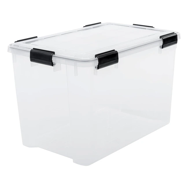 Iris Ohyama Box Kunststoff Aufbewahrungsorganisator 70 Liter stapelbar Clips vielseitig luftdicht leicht zu transportieren für Schlafzimmer Wohnzimmer Büro luftdichte Box ATLD transparent