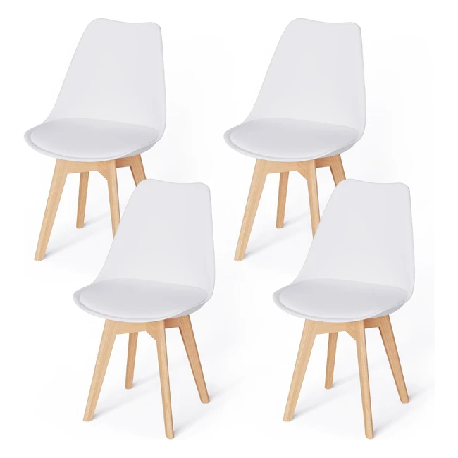 Juego de 4 sillas de comedor nórdicas de madera maciza - Comodidad y Durabilidad