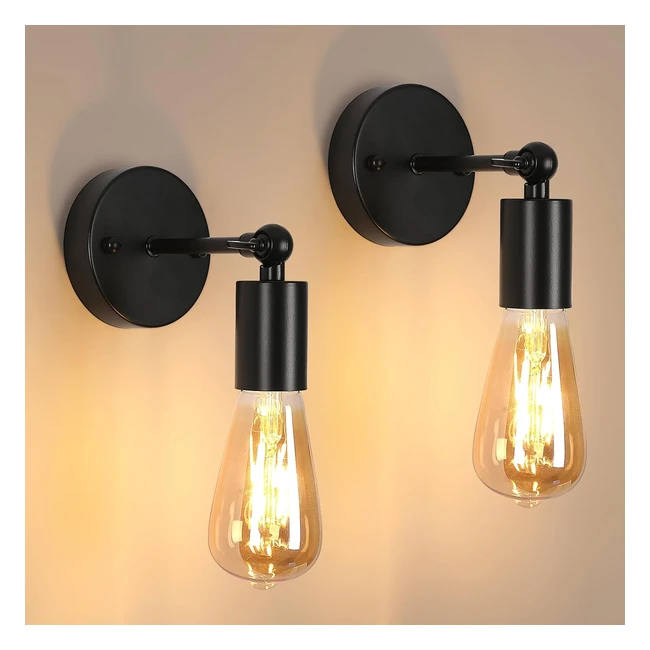 Applique da parete vintage regolabile, Comely, E27, nero