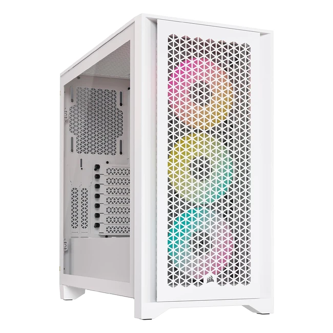 Corsair iCUE 4000D RGB Airflow Mid Tower Case - Weiß - Referenznummer: 3 - Hohe Luftstromkonstruktion - RGB-Beleuchtung - 3 AF120 RGB Elite Lüfter - iCUE Lighting Node Pro