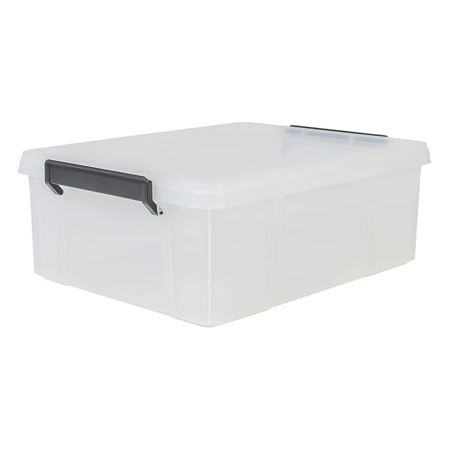 Iris Ohyama Aufbewahrungsbox 18L mit Klickverschluss, stapelbar, für Büro, Schlafzimmer und Garage, Multi Box MBX18