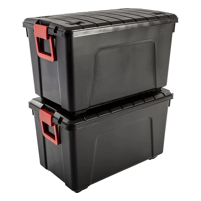 Iris SIA60 Set of 3 Kunststoff-Powerboxen, 110 Liter, ergonomischer Griff, stapelbar