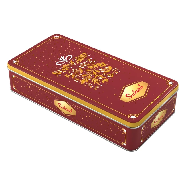 Suchard lata metálica diseño navideño con 2 tabletas de turrón de chocolate con leche y arroz inflado 520g