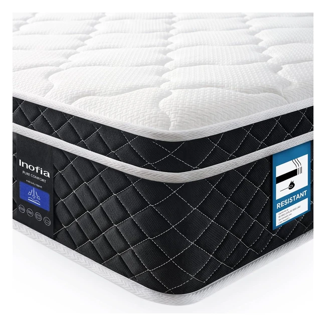 Inofia 4ft6 Double Mattress - Coolmax Gel Memory Foam Pocket Spring Hybrid - Breathable Foam - Medium Firm Feel