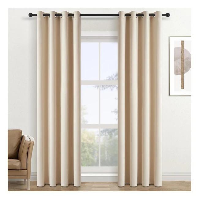 Cortinas Salón Topfinel 240cm Modernas Térmicas Opacas - 2 Piezas Beige 140x240